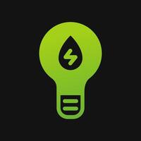 Bulb lamp and water energy icon Glyph color, free energy, ecology, renewable and green energy concept. Solid with Gradient color icon. vector