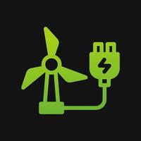 windmill charging icon Glyph color, free energy, ecology, renewable and green energy concept. Solid with Gradient color icon. vector