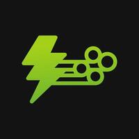 wind and bolt icon Glyph color, free energy, ecology, renewable and green energy concept. Solid with Gradient color icon. vector