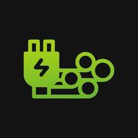wind and charging icon Glyph color, free energy, ecology, renewable and green energy concept. Solid with Gradient color icon. vector