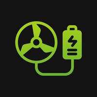turbine charge battery icon Glyph color, free energy, ecology, renewable and green energy concept. Solid with Gradient color icon. vector