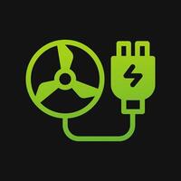 turbine and charge icon Glyph color, free energy, ecology, renewable and green energy concept. Solid with Gradient color icon. vector