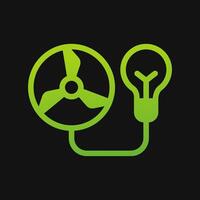 turbine and bulb lamp icon Glyph color, free energy, ecology, renewable and green energy concept. Solid with Gradient color icon. vector