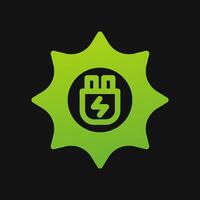 sun energy and charge icon Glyph color, free energy, ecology, renewable and green energy concept. Solid with Gradient color icon. vector