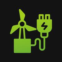 windmill charge icon Glyph color, free energy, ecology, renewable and green energy concept. Solid with Gradient color icon. vector