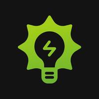 bulb lamp sun energy u icon Glyph color, free energy, ecology, renewable and green energy concept. Solid with Gradient color icon. vector