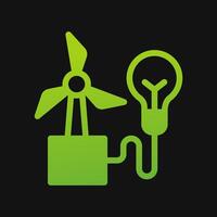 windmill and bulb lamp icon Glyph color, free energy, ecology, renewable and green energy concept. Solid with Gradient color icon. vector