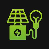 solar energy and bulb icon Glyph color, free energy, ecology, renewable and green energy concept. Solid with Gradient color icon. vector