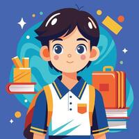 Sticker template with a boy cartoon character isolated vector
