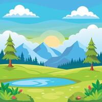 Background savanna in the flat cartoon design the image captures the serene of the savanna depicting vector