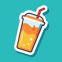Fresh mango juice in glass with mint and cocktail straw on white realistic vector