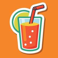A glass of orange juice with a straw and a straw vector