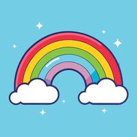 Decorative rainbow and cloudy background in papercut style vector