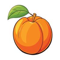 Peach with leaf in cartoon style vector