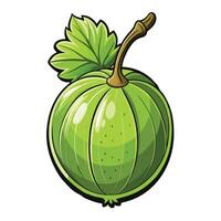 Green Gooseberry with Two Green Leaves vector