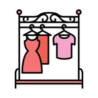 Clothes rack with clothes and dresses illustration vector