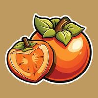 Sliced persimmon fruit Isolated illustration of colourful fruit on transparent background vector