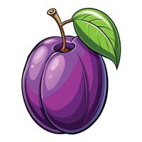 A fresh plum with a leaf for app about products alphabet flat illustration vector