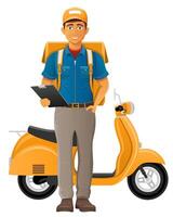 delivery man on scooter express illustration isolated on white background vector