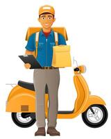 delivery man on scooter illustration isolated on white background vector