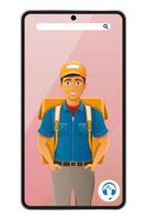 delivery man by phone call illustration isolated on white background vector
