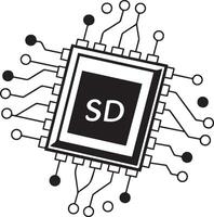 a graphic design of a computer chip with the letters SD vector