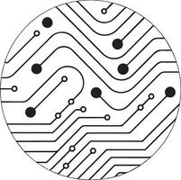 a black and white line drawing of a circuit board vector