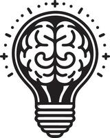 a silhouette light bulb is in the shape of a brain vector