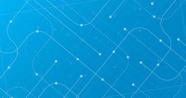 modern circuit network lines with circles in end paths in blue background template vector