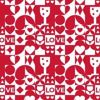 Geometric seamless pattern in red and white colors for Valentines Day vector