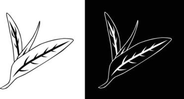Hand-Drawn Tea Leaves Design with Black and White Background Variants vector