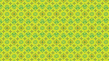 Bright and vibrant geometric pattern in yellow and green hues featuring repetitive floral-inspired abstract shapes, ideal for backgrounds, textiles, or artistic design projects vector