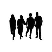 Set of Silhouette People Characters in Various Dynamic Poses vector