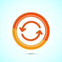 Sync processing icon design, Synchronization or reset icon, Reload sign, Orange color button design vector