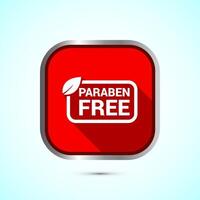 Paraben free icon, suitable for product label. Red shadow button design vector