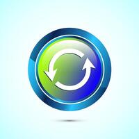Sync processing icon design, Synchronization or reset icon, Reload sign, Glossy round button design vector