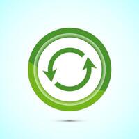 Sync processing icon design, Synchronization or reset icon, Reload sign, Green color button design vector