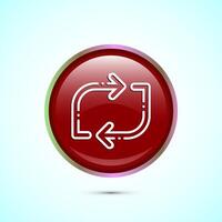 Sync processing icon design, Synchronization or reset icon, Reload sign, Red color round button design vector