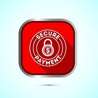 Secure payment icon design illustration, Payment safety sign for website, logo, app. Red shadow button design vector