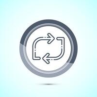 Sync processing icon design, Synchronization or reset icon, Reload sign, Gray color button design vector