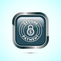 Secure payment icon design illustration, Payment safety sign for website, logo, app. Gray color square button design vector