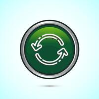 Sync processing icon design, Synchronization or reset icon, Reload sign, Green color round button design vector