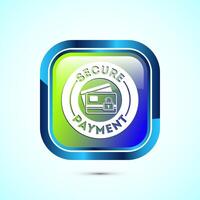 Secure payment icon design illustration, Payment safety sign for website, logo, app. Glossy square button design vector