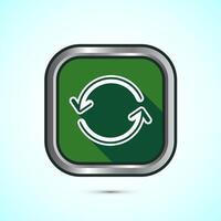 Sync processing icon design, Synchronization or reset icon, Reload sign, Green shadow button design vector