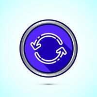 Sync processing icon design, Synchronization or reset icon, Reload sign, Blue shadow button design vector