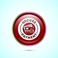 Secure payment icon design illustration, Payment safety sign for website, logo, app. Red color round button design vector
