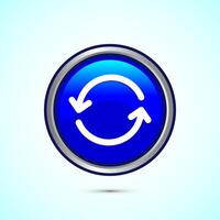Sync processing icon design, Synchronization or reset icon, Reload sign, Blue color round button design vector