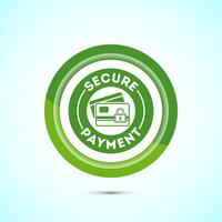 Secure payment icon design illustration, Payment safety sign for website, logo, app. Green color button design vector