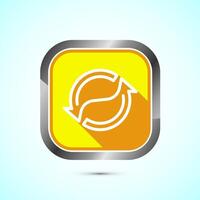 Sync processing icon design, Synchronization or reset icon, Reload sign, Yellow shadow button design vector