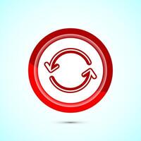 Sync processing icon design, Synchronization or reset icon, Reload sign, Red color button design vector